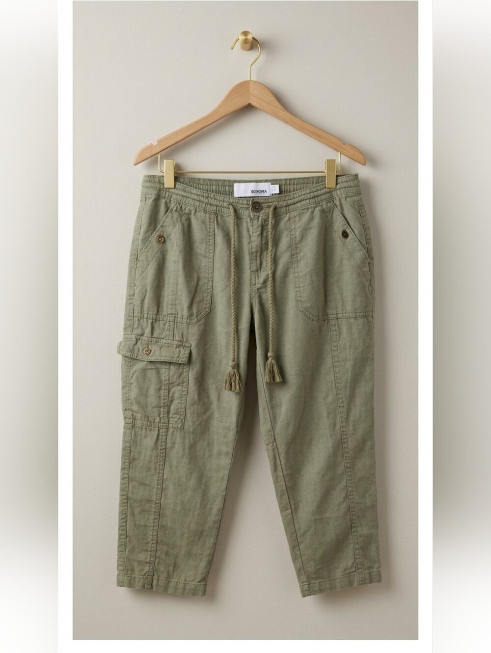 Sonoma Linen Blend Cropped Pants With Braided Drawstring Size 10P